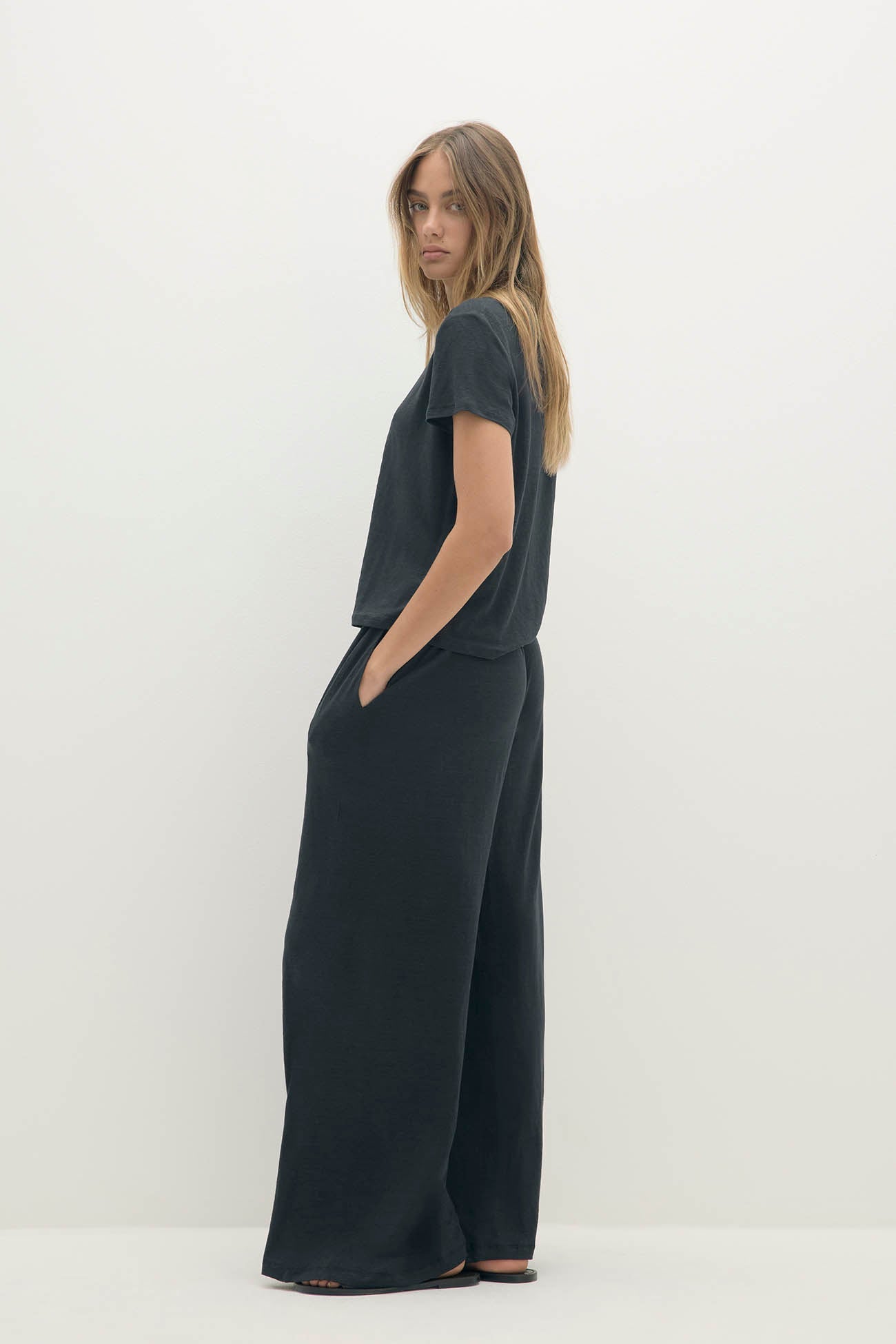 DEVIN LINEN WIDE LEG PANTS