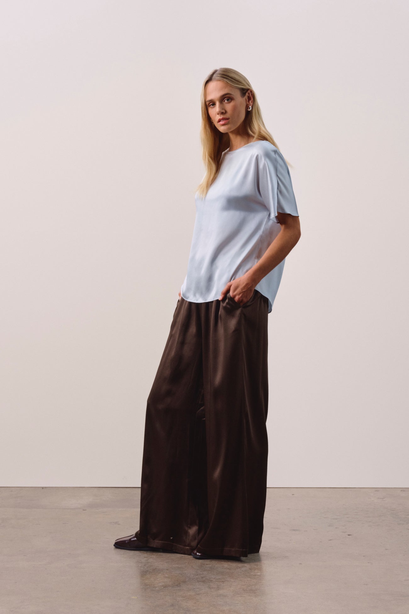 EVAN SILK WIDE LEG PANT | 30" INSEAM